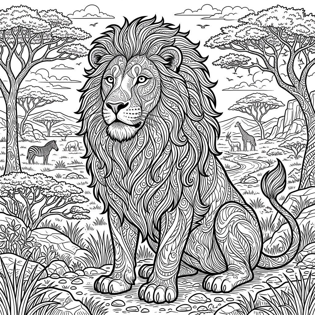 Majestic Lion Coloring Page