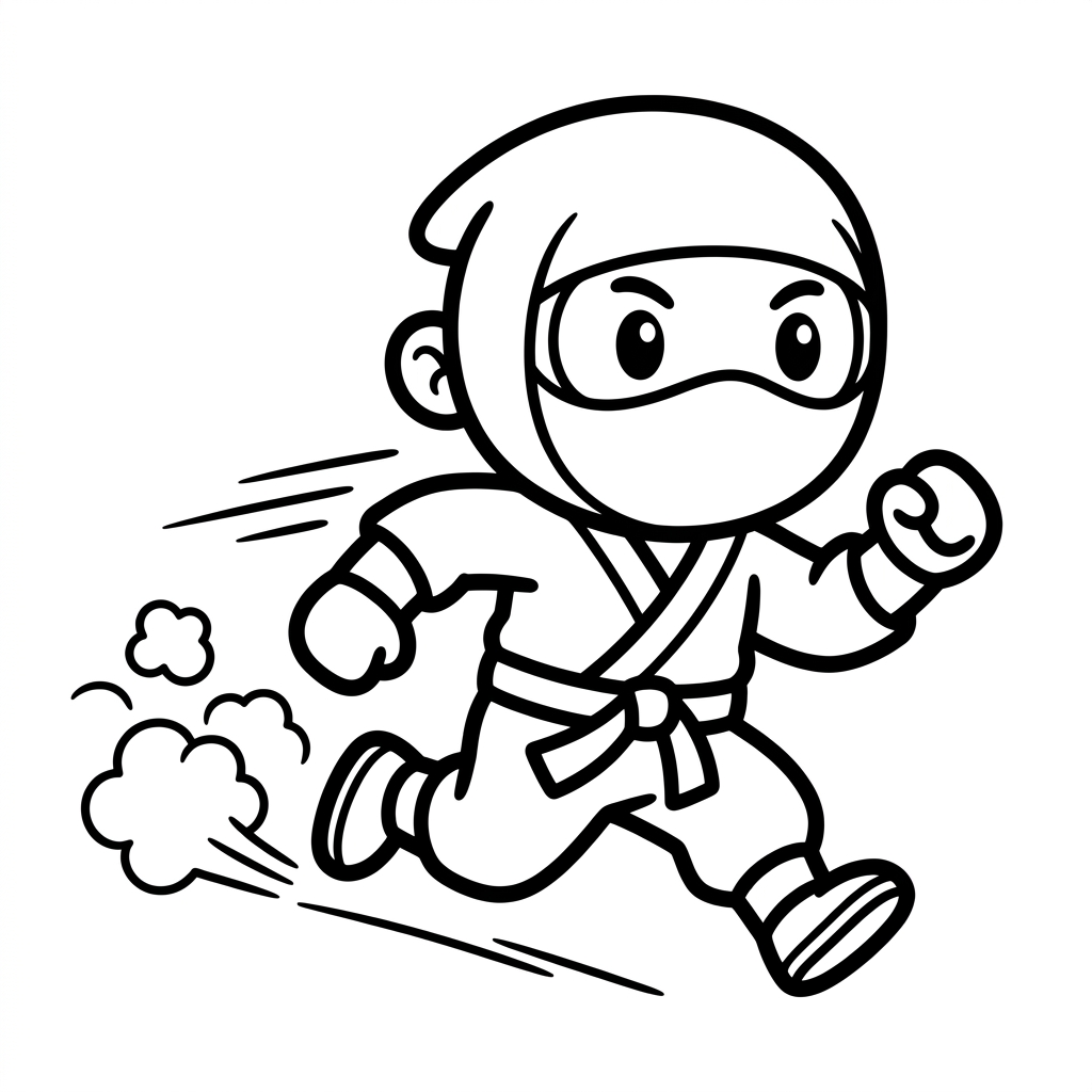Ninja Running Anime Outline Coloring Page
