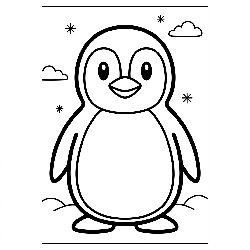 Simple Standing Penguin Coloring Page