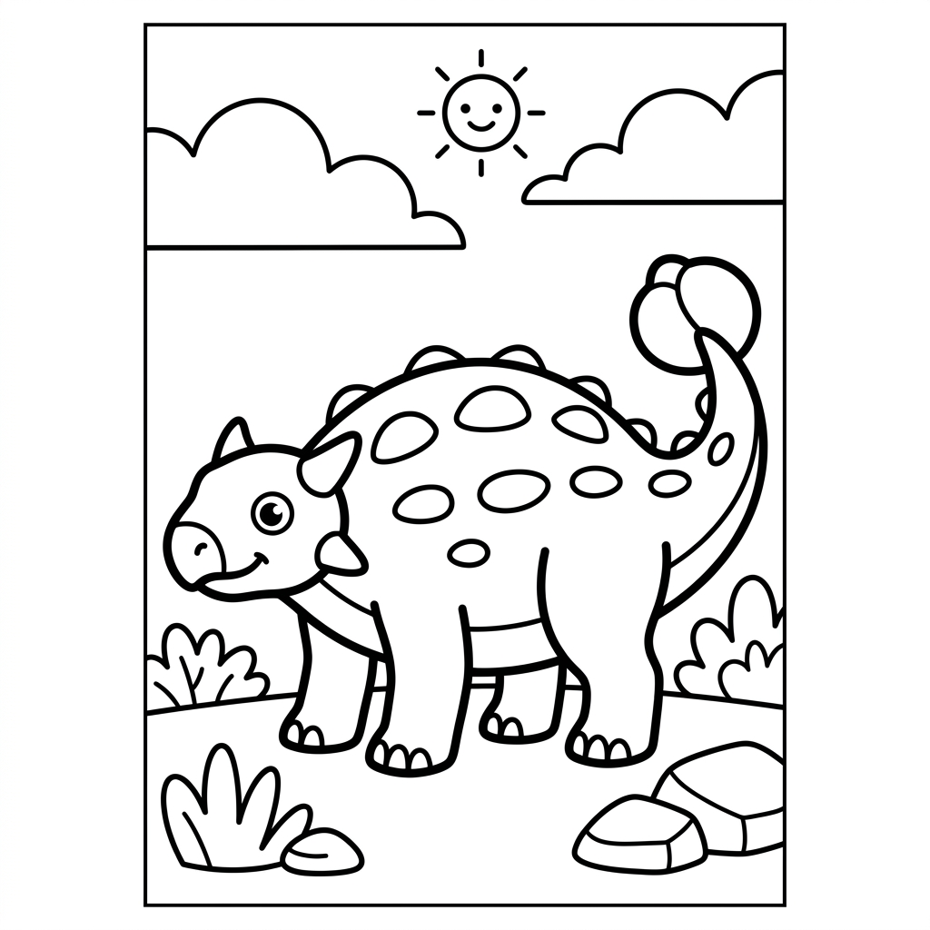 Easy Ankylosaurus Coloring Page