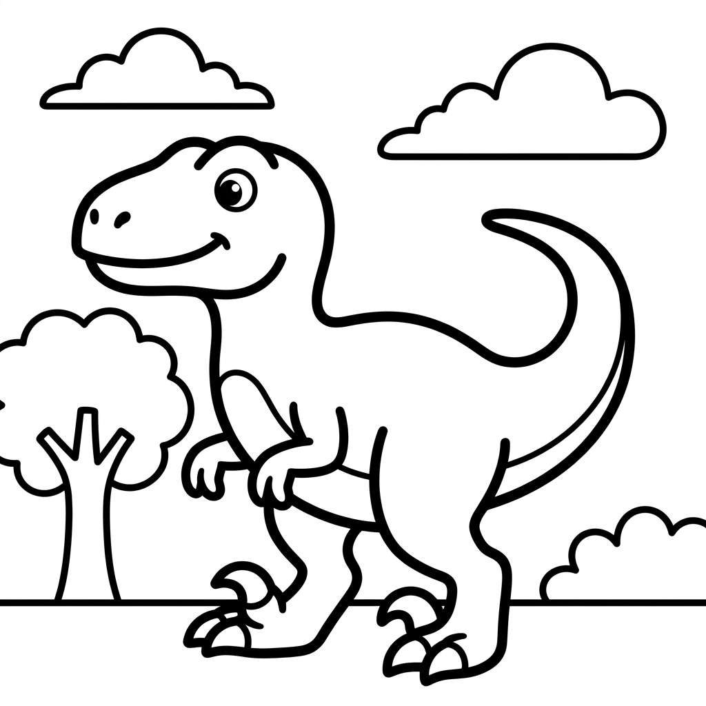 Easy Deinonychus Coloring Page