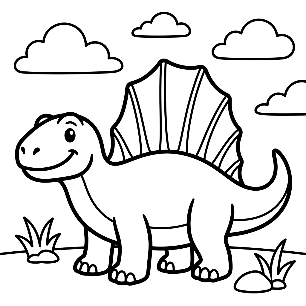 Easy Dimetrodon Coloring Page