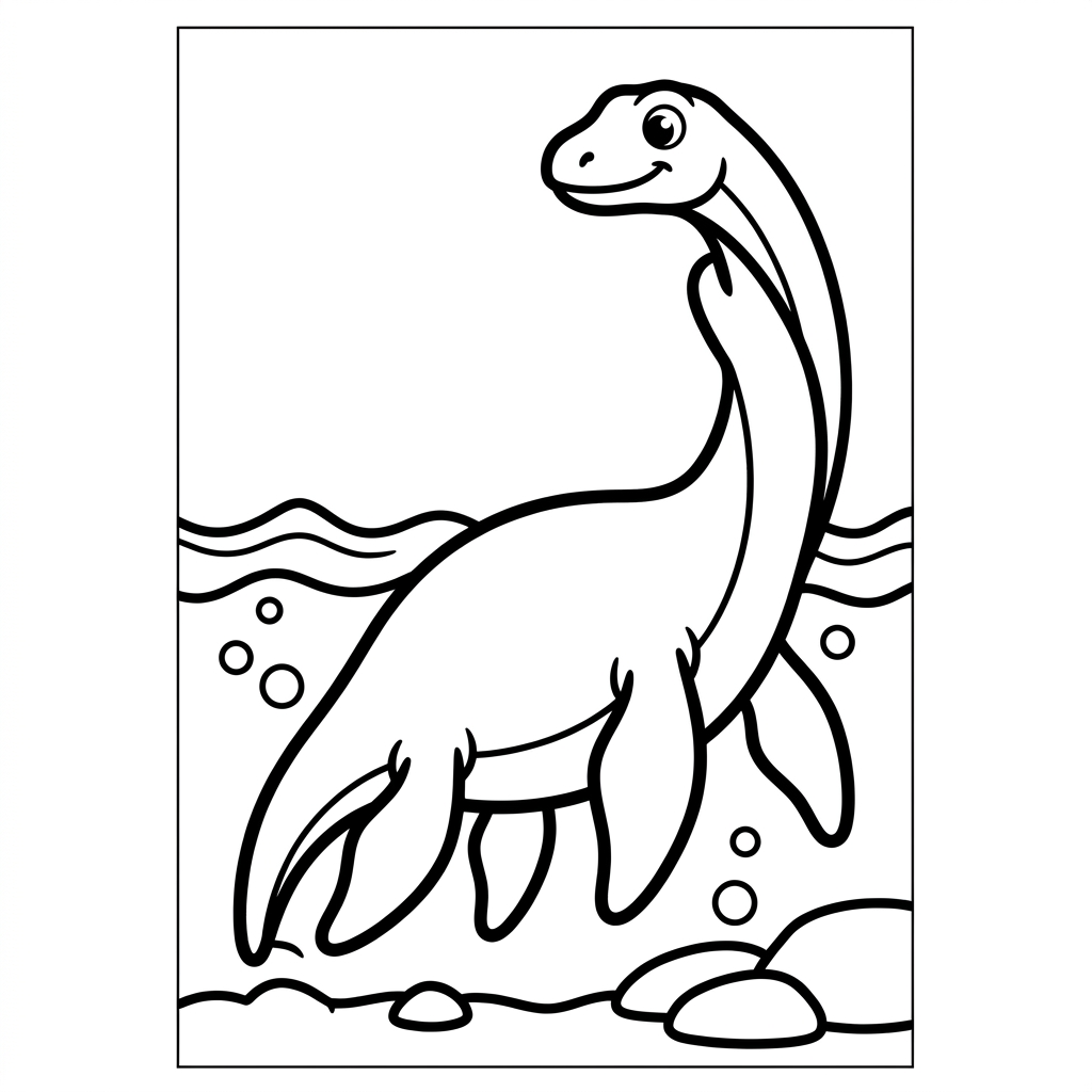 Easy Elasmosaurus Coloring Page