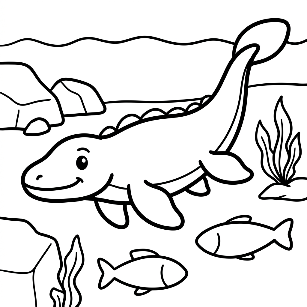 Easy Mosasaurus Coloring Page