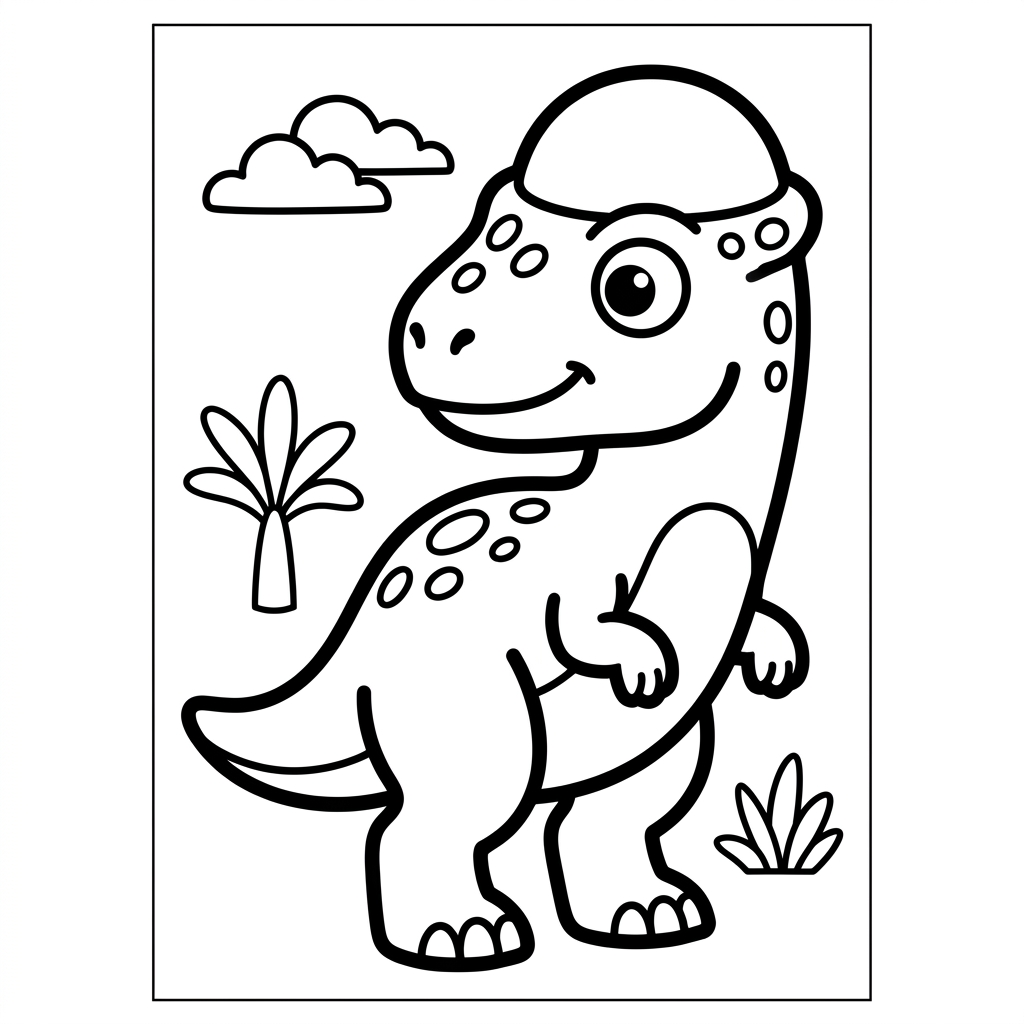 Easy Pachycephalosaurus Coloring Page