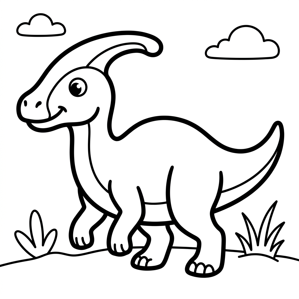 Easy Parasaurolophus Coloring Page
