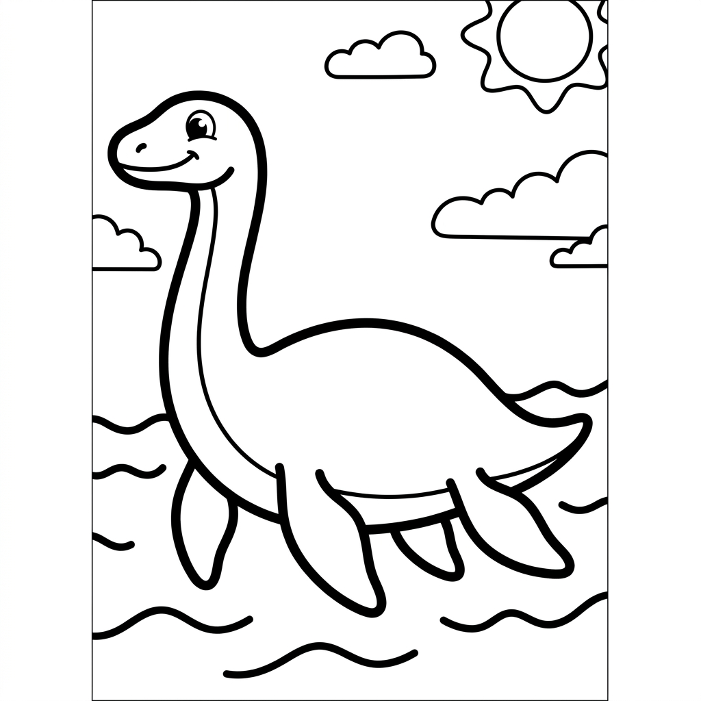 Easy Plesiosaurus Coloring Page