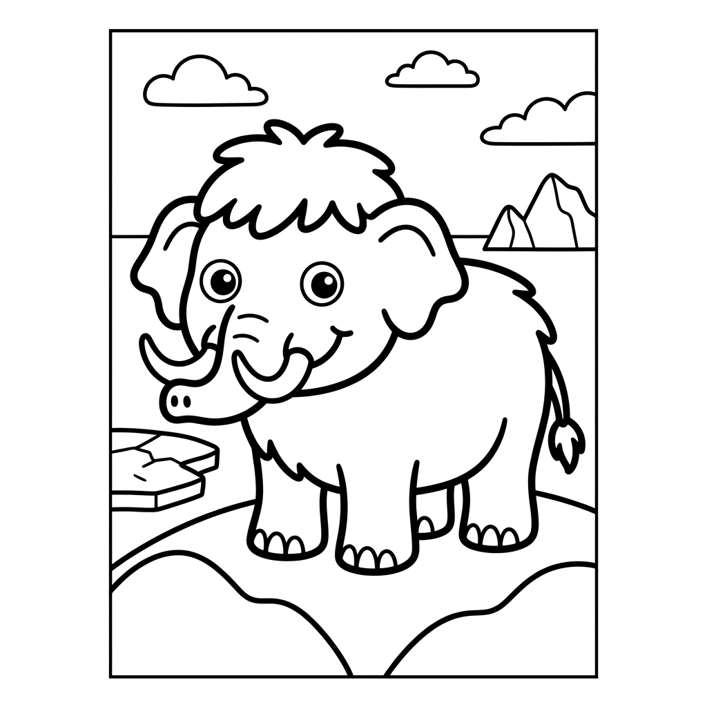 Easy Woolly Mammoth Coloring Page