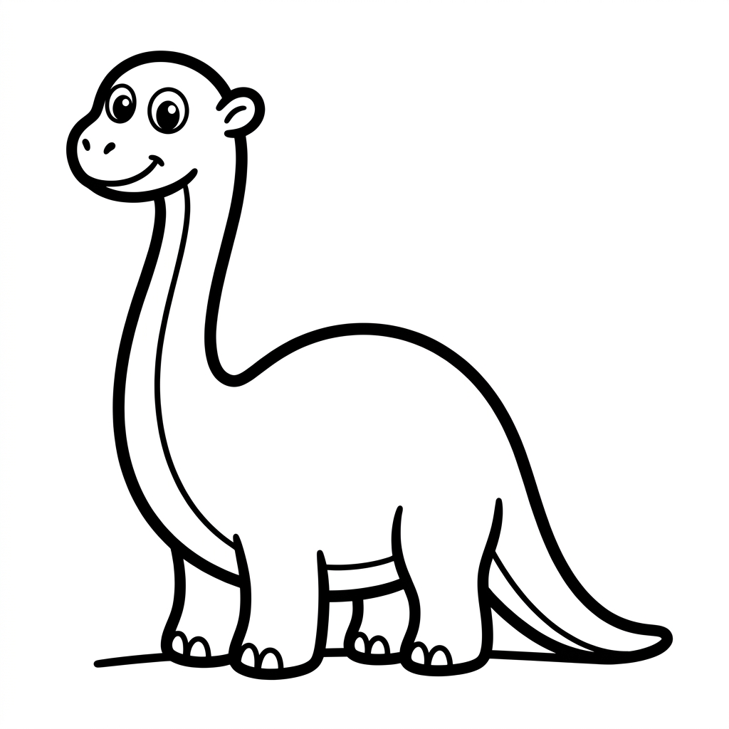 Happy Brontosaurus Dinosaur Coloring Page