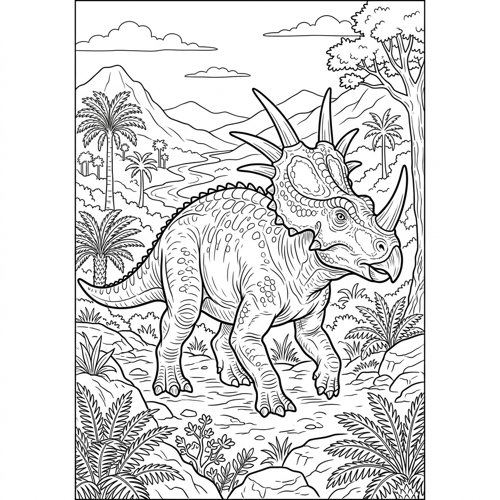 Styracosaurus in Prehistoric Valley Coloring Page