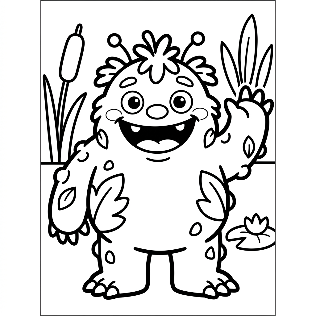 Friendly Swamp Monster Coloring Page