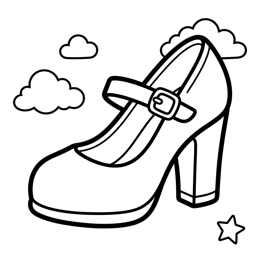 Simple High Heel Shoe Coloring Page