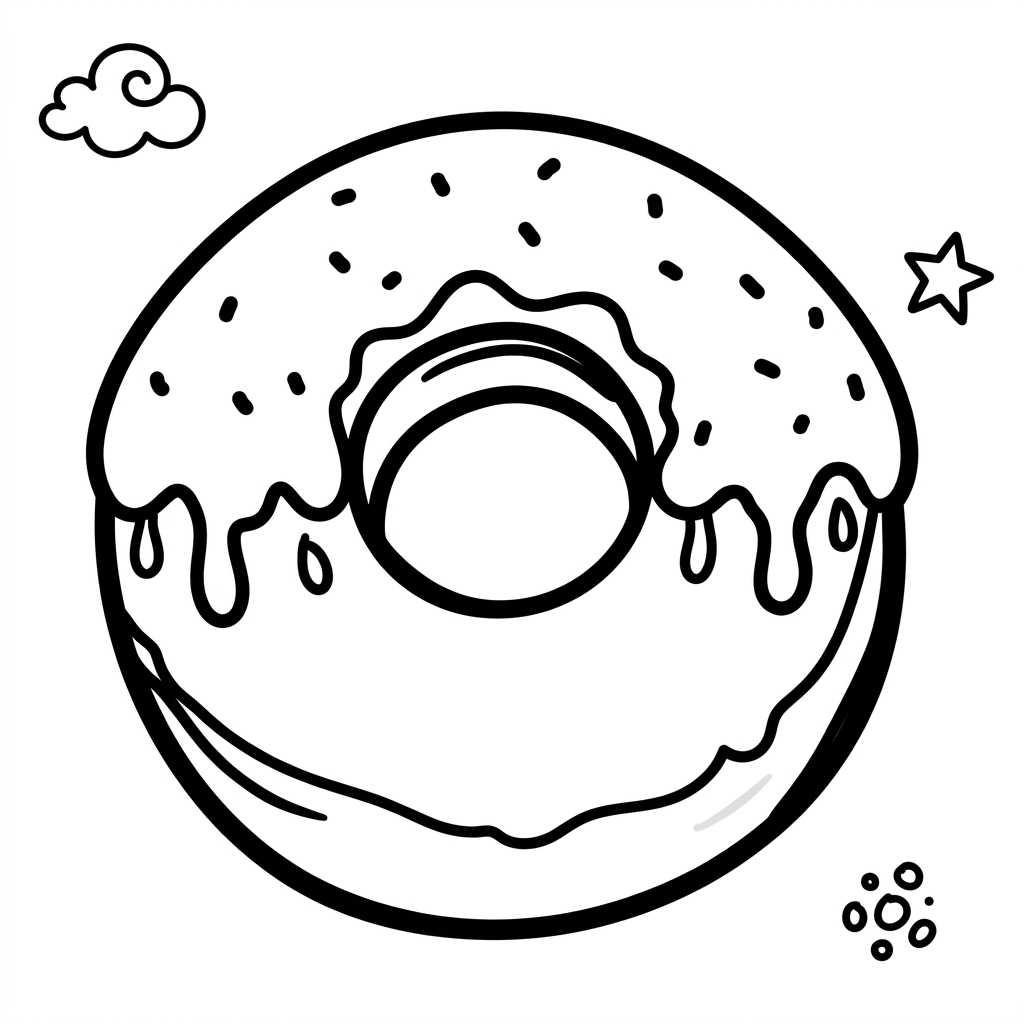 Simple Glazed Donut Coloring Page