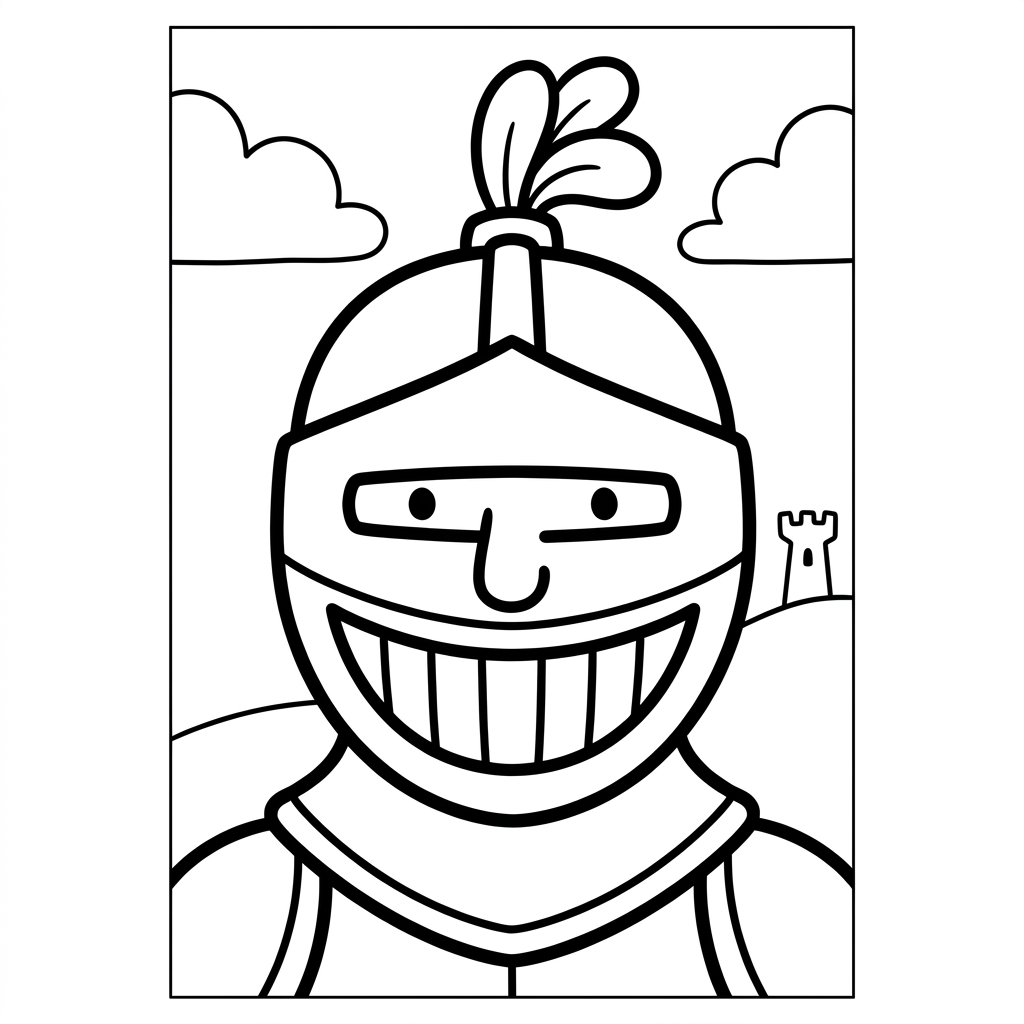 Simple Medieval Knight Helmet Coloring Page
