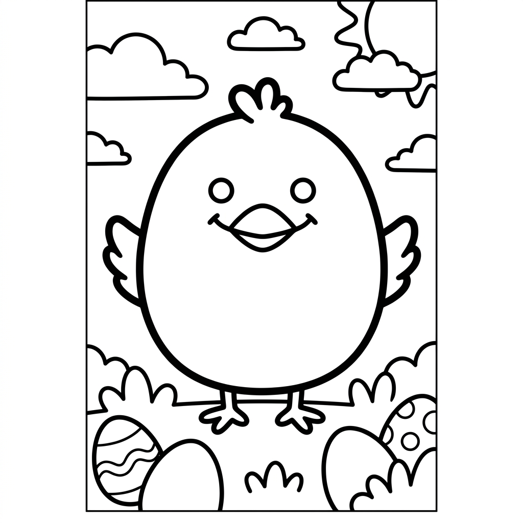 Happy Easter Chick Coloring Page