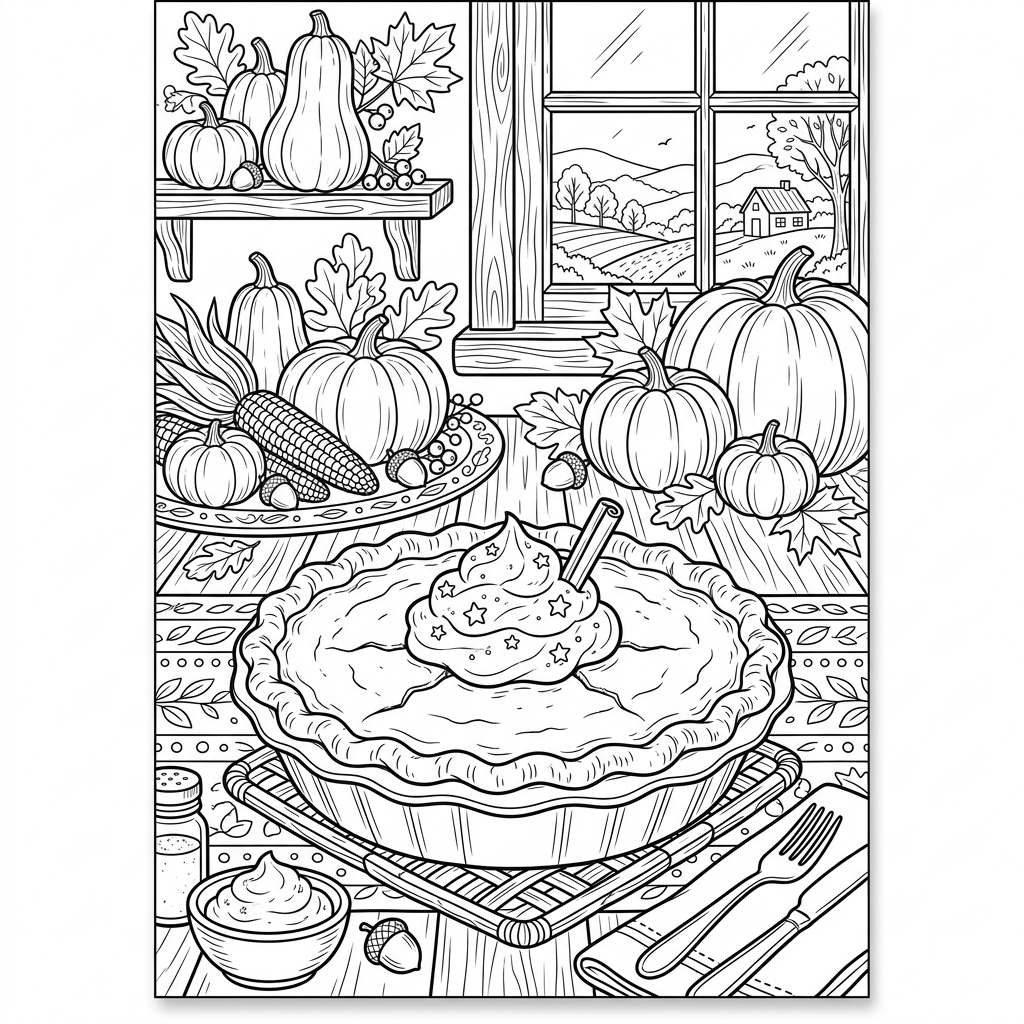 Thanksgiving Pumpkin Pie Coloring Page
