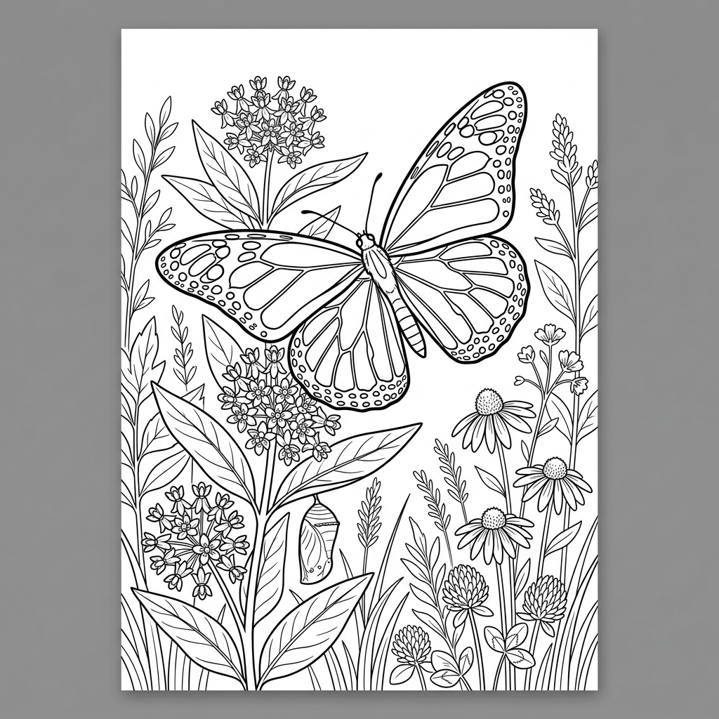 Beautiful Monarch Butterfly Coloring Page
