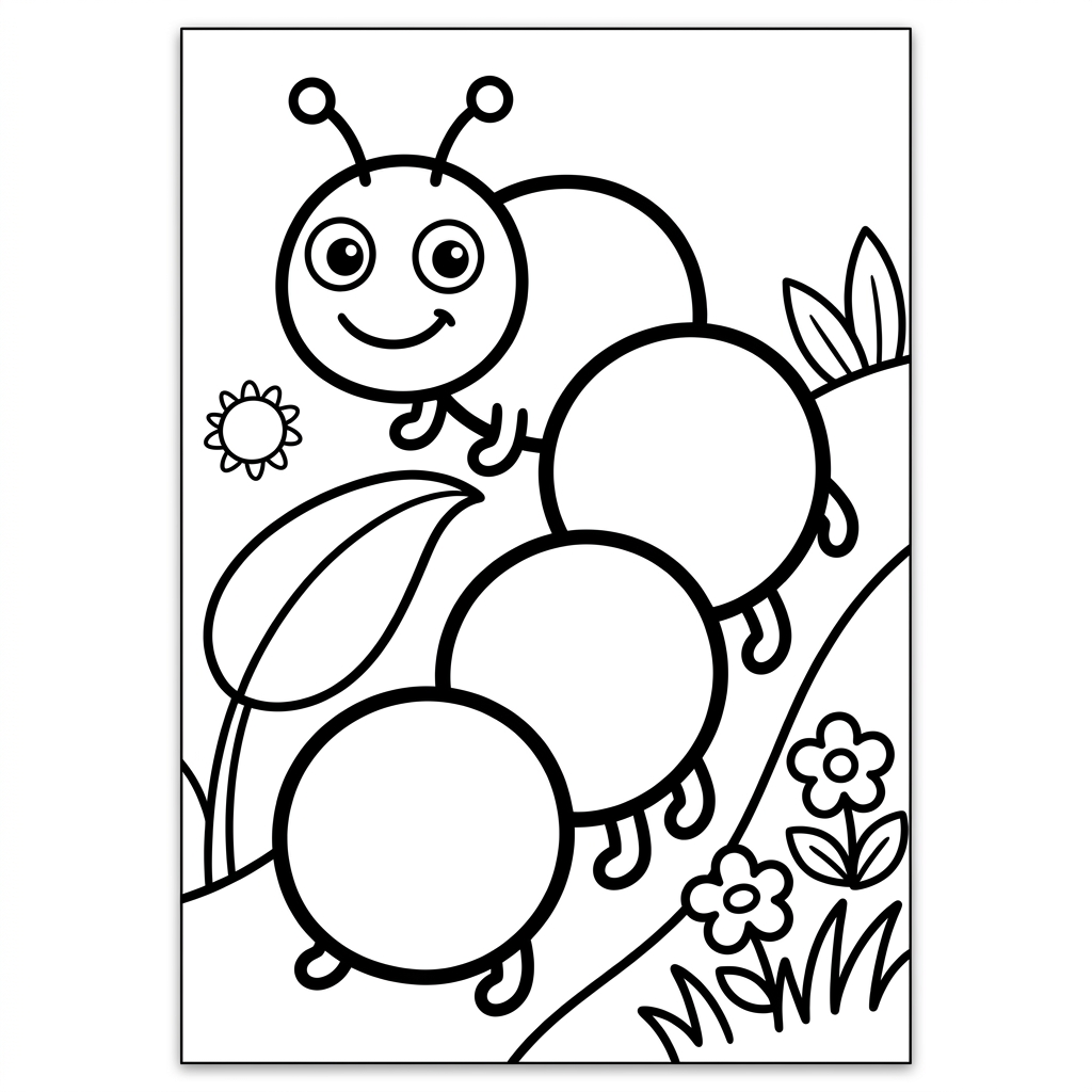 Simple Smiling Caterpillar Coloring Page