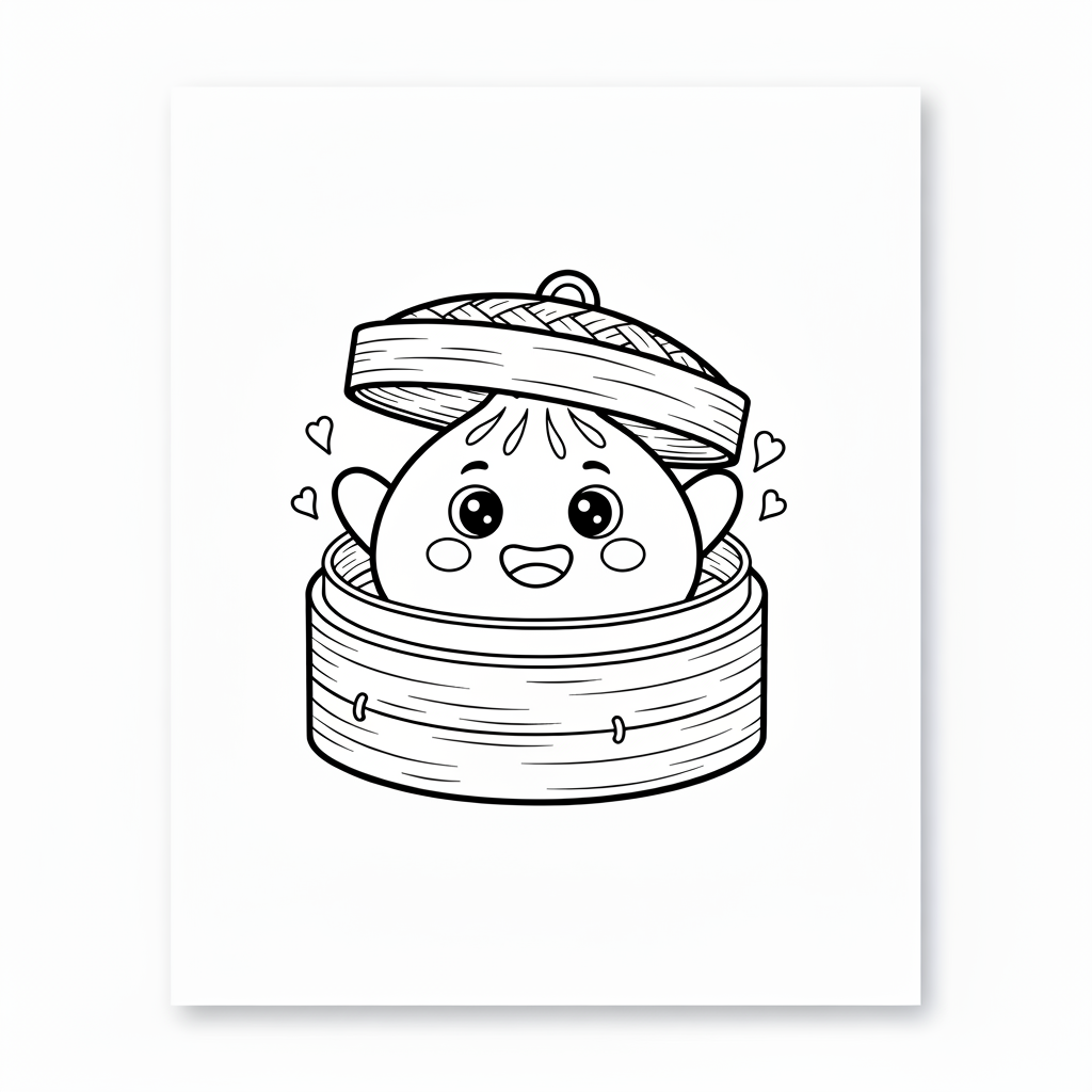 Happy Dumpling Friends Coloring Page