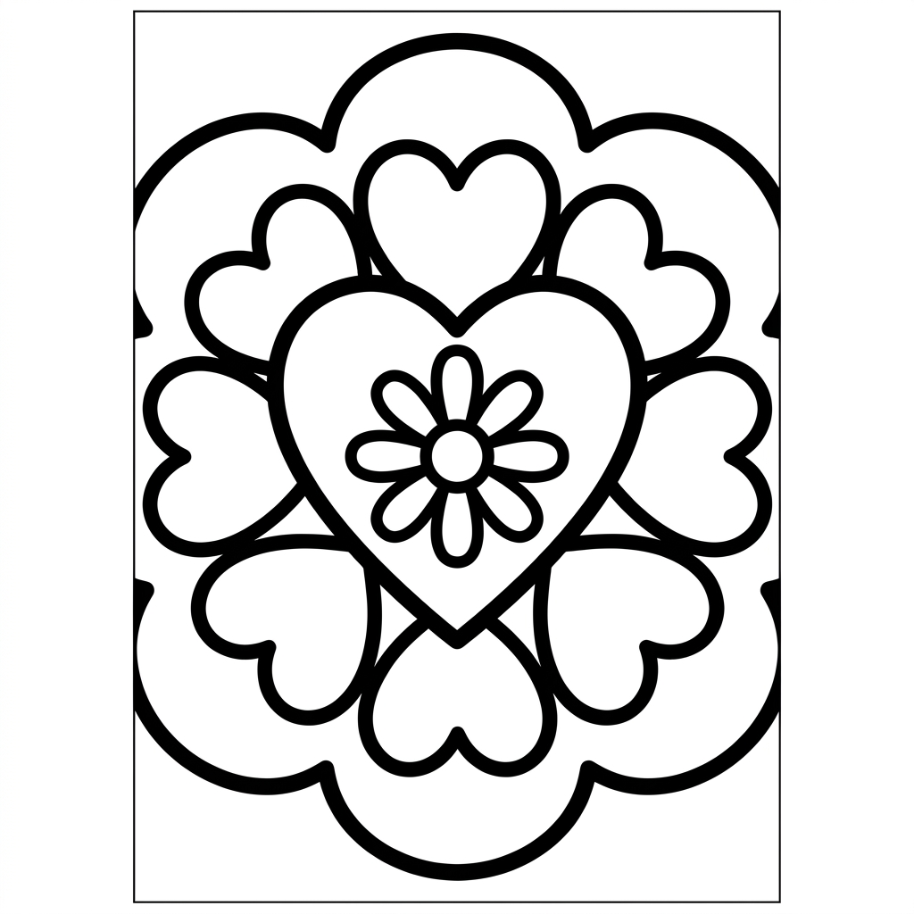 Simple Heart Mandala Coloring Page
