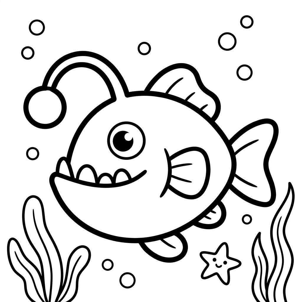 Easy Anglerfish Coloring Page