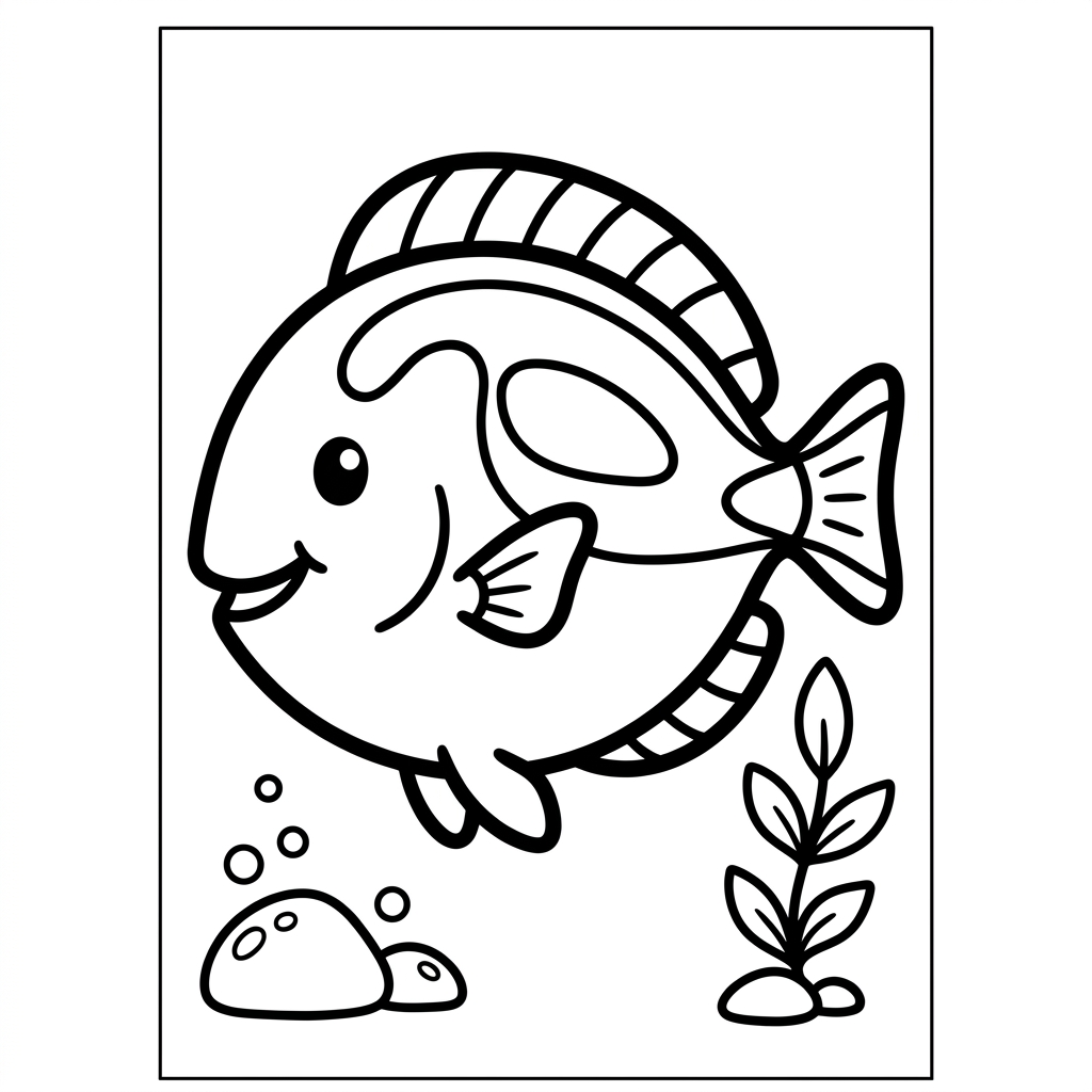 Easy Blue Tang Coloring Page