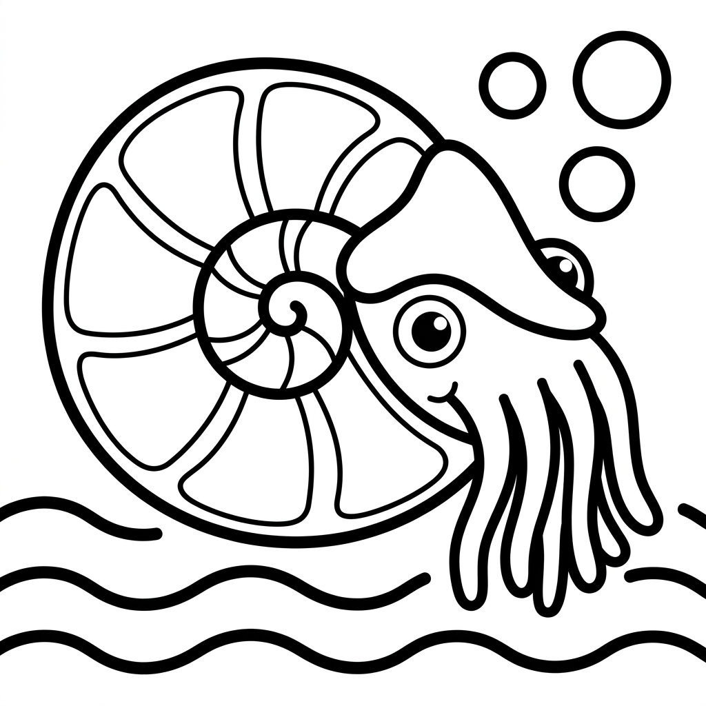 Easy Chambered Nautilus Coloring Page