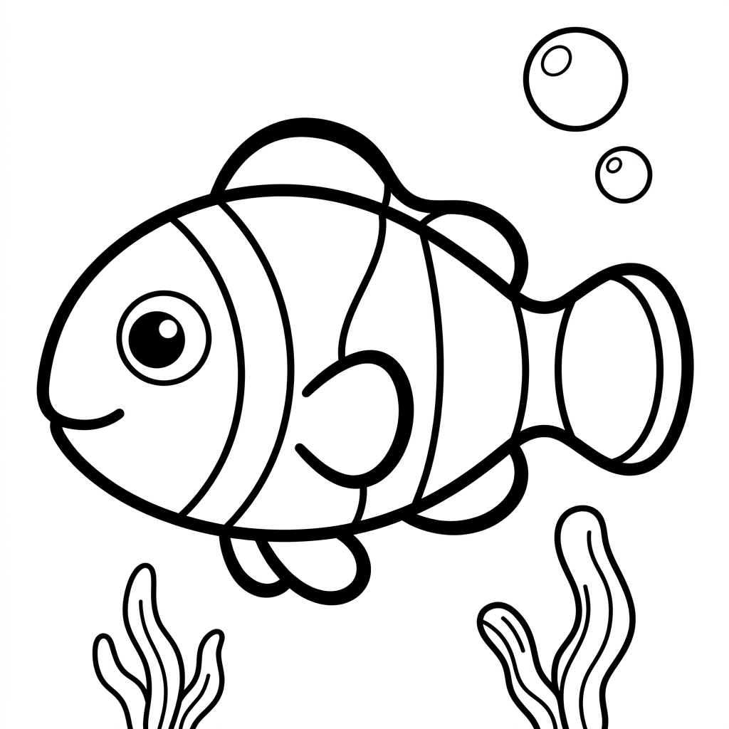 Easy Clownfish Coloring Page