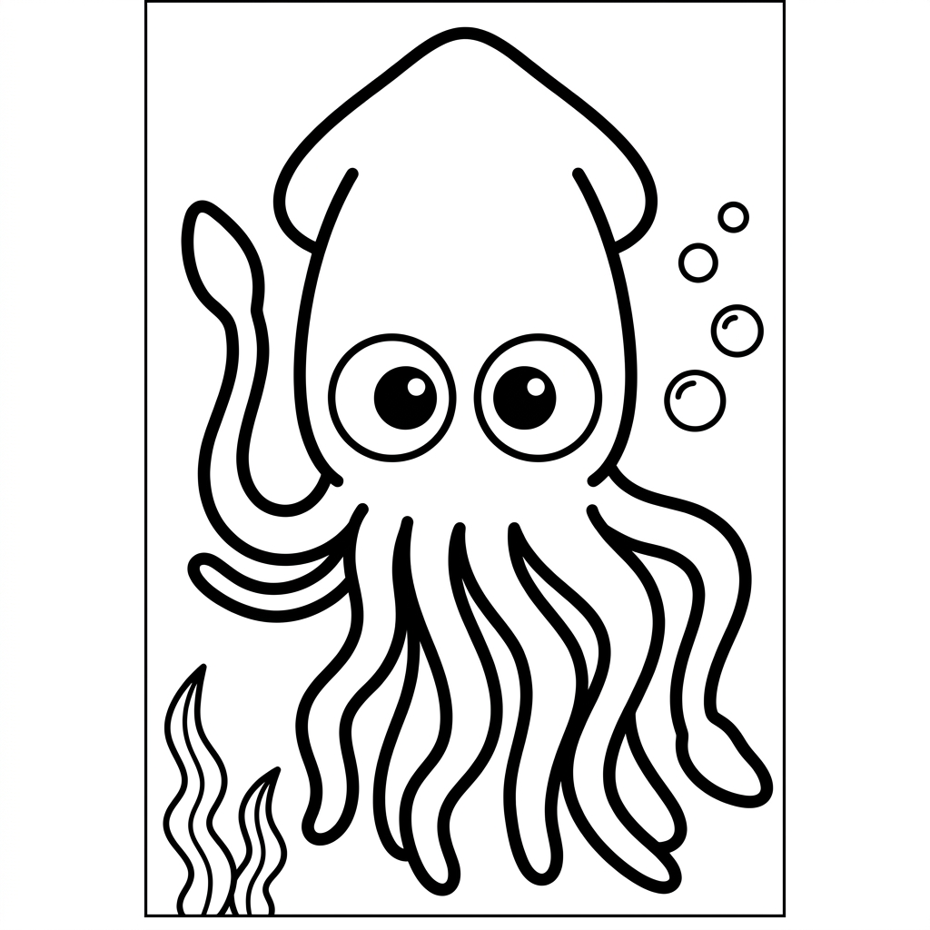 Easy Giant Squid Coloring Page