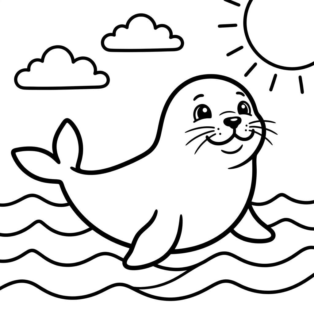 Easy Harbor Seal Coloring Page