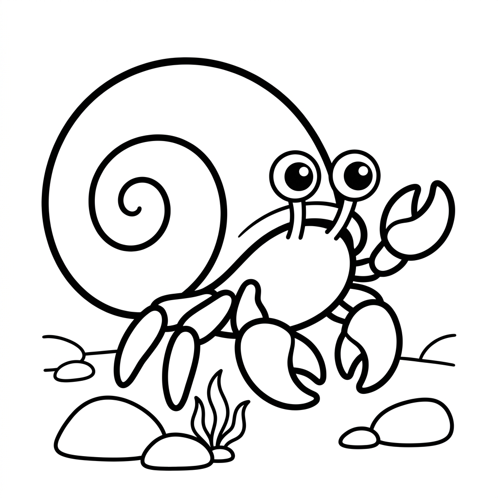 Easy Hermit Crab Coloring Page