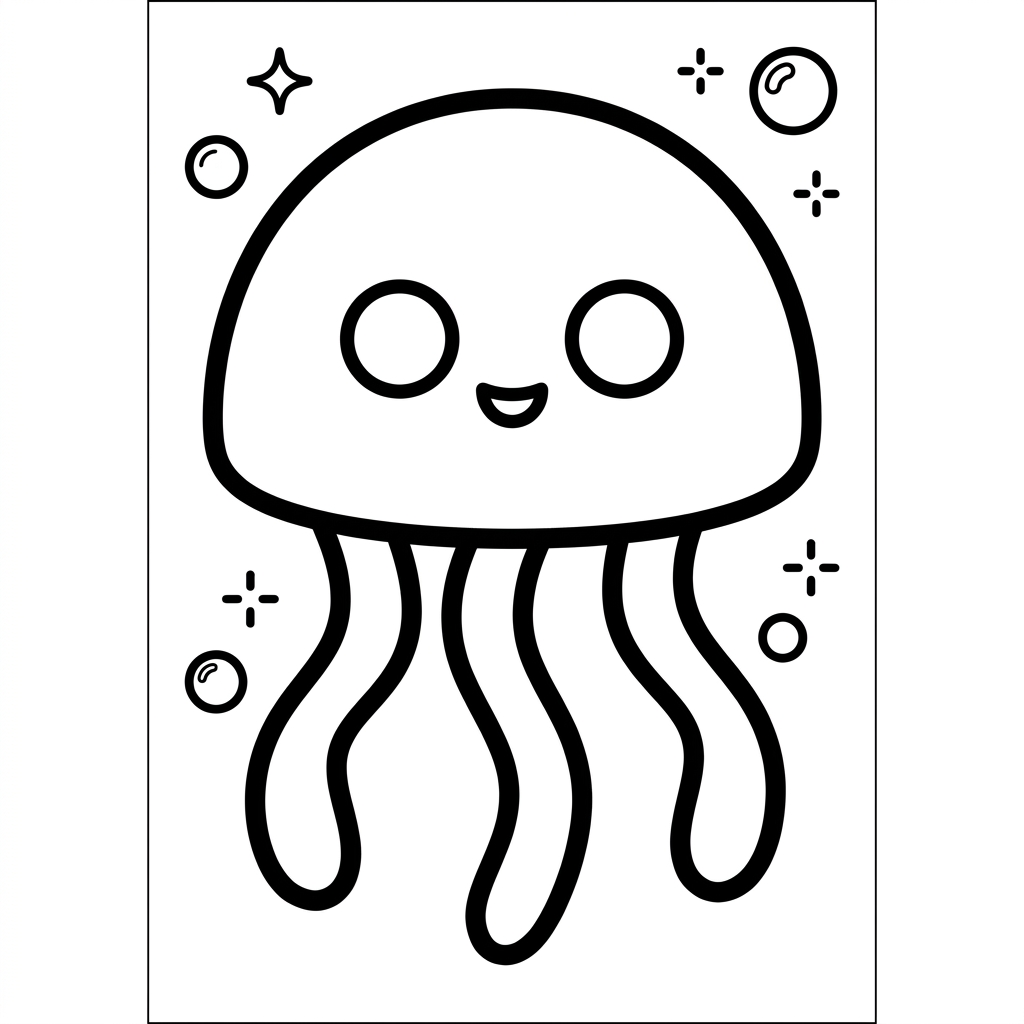 Easy Jellyfish Coloring Page
