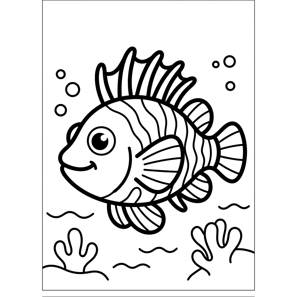 Easy Lionfish Coloring Page