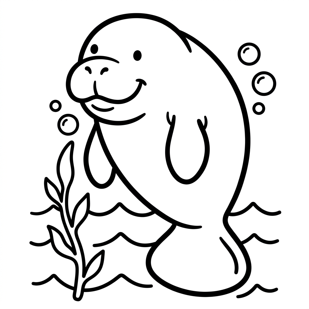 Easy Manatee Coloring Page