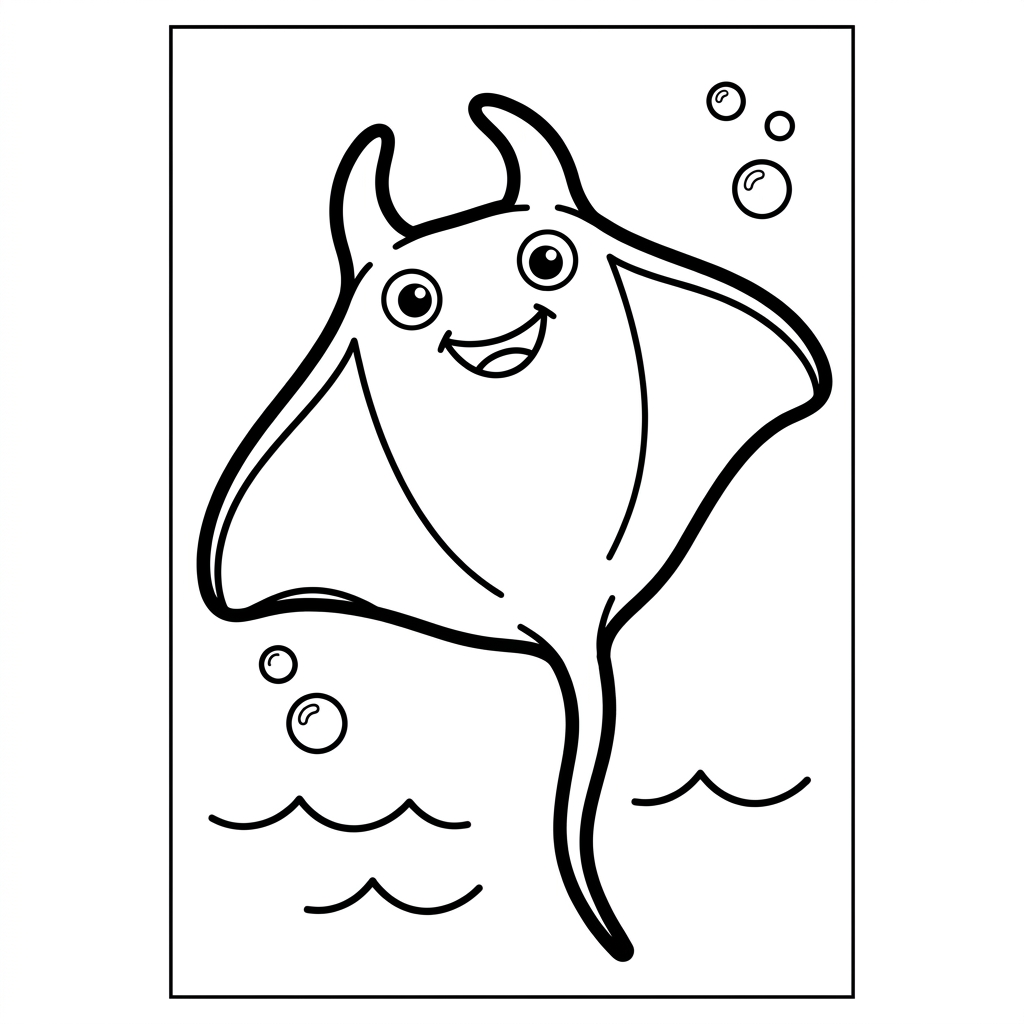 Easy Manta Ray Coloring Page