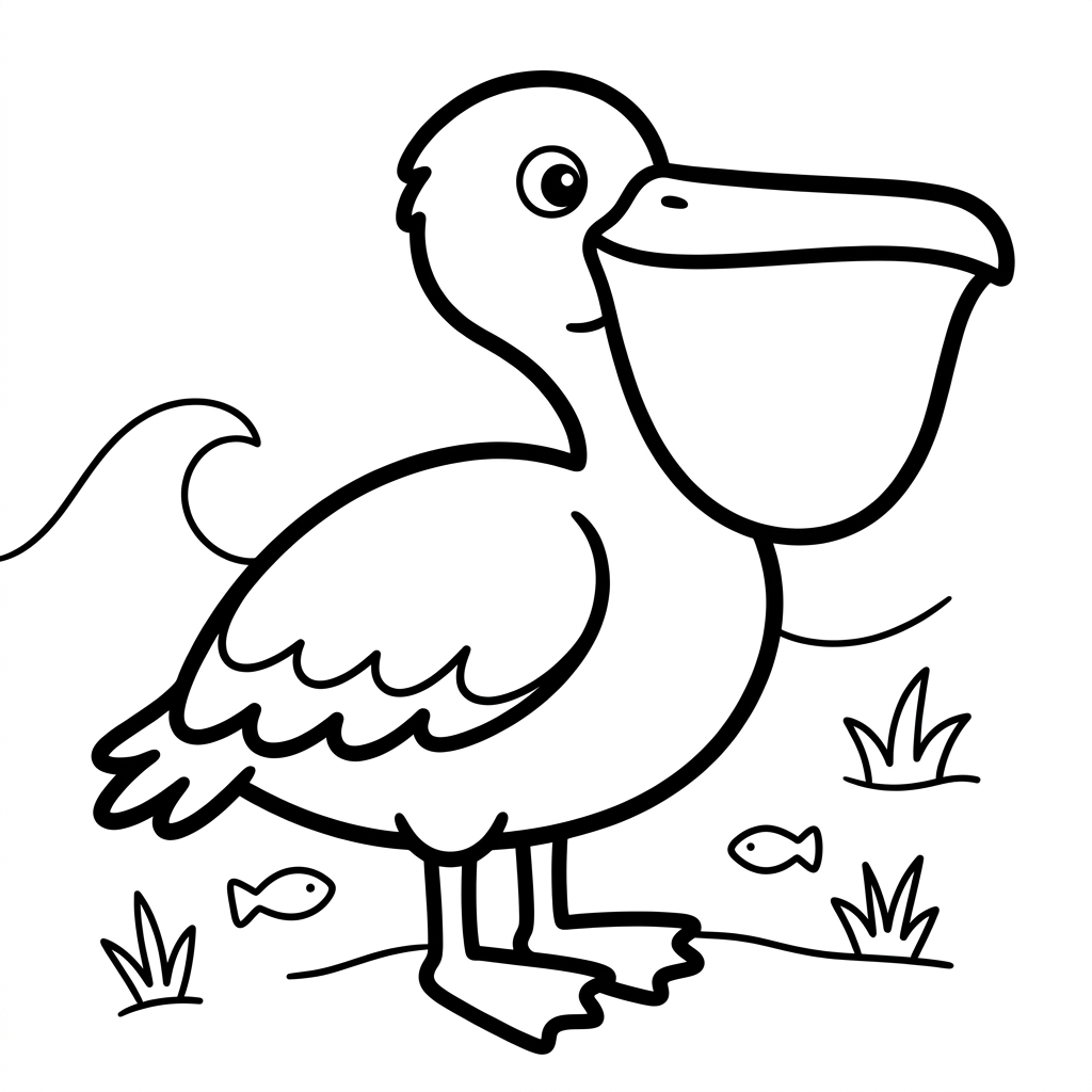 Easy Pelican Coloring Page