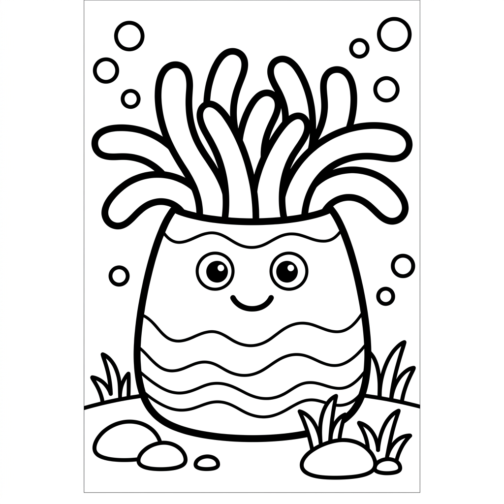Easy Sea Anemone Coloring Page