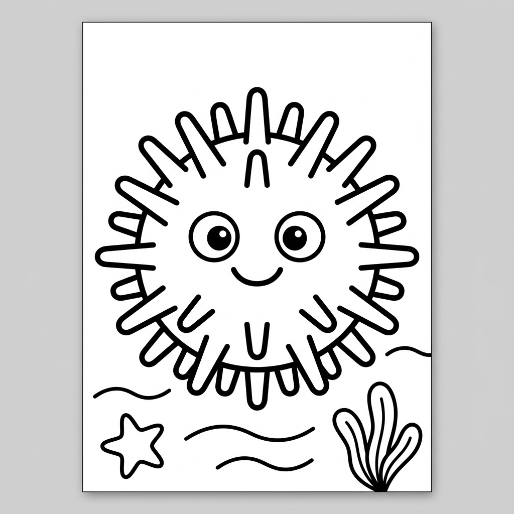 Easy Sea Urchin Coloring Page