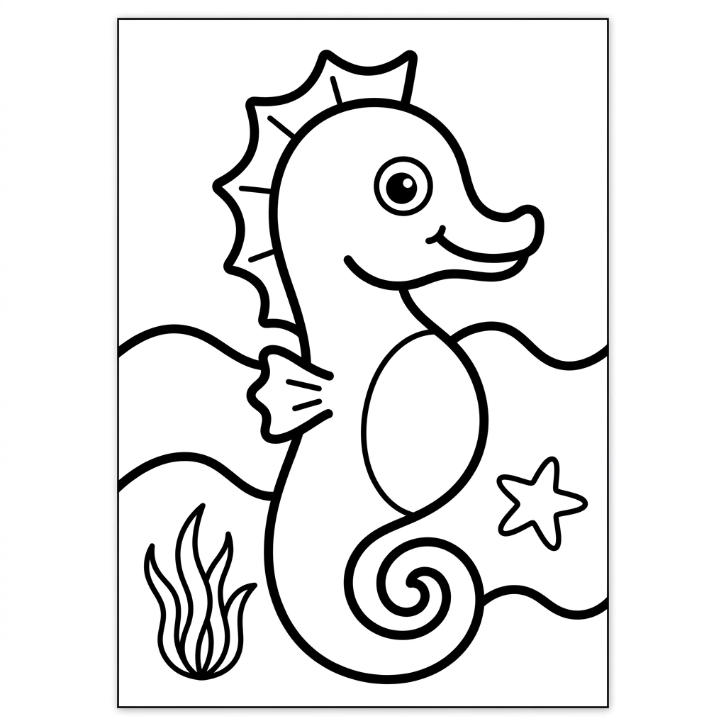 Easy Seahorse Coloring Page