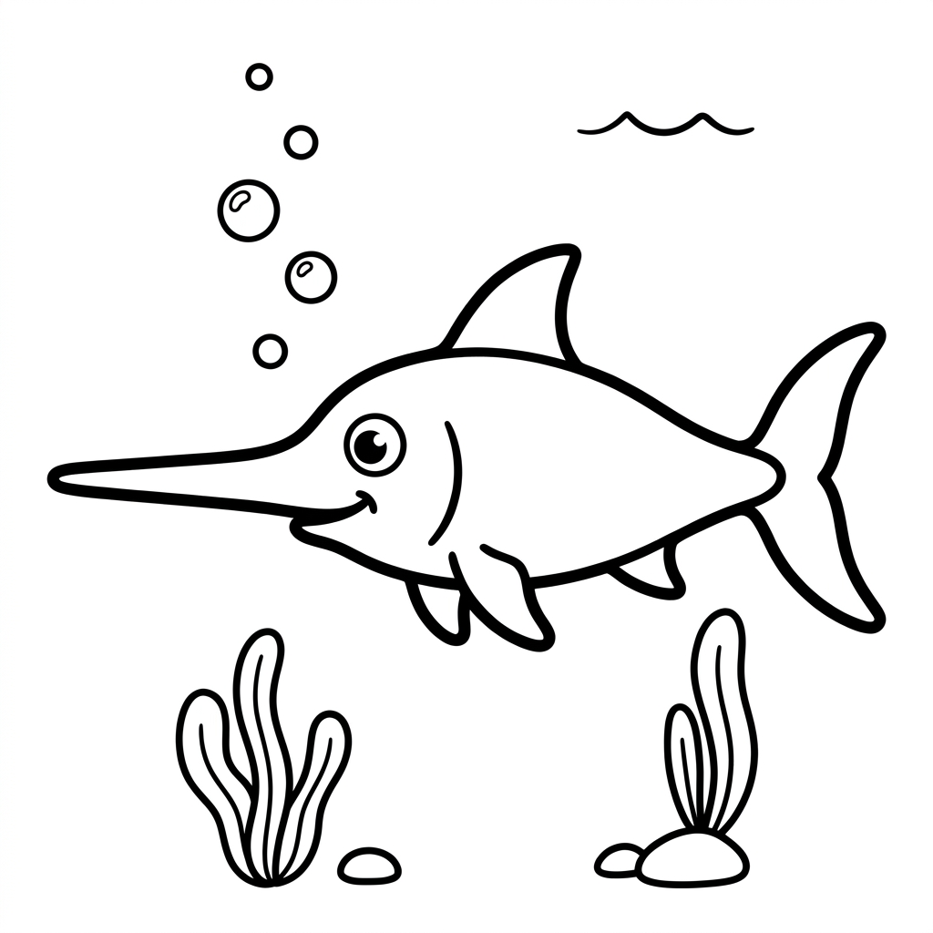 Easy Swordfish Coloring Page