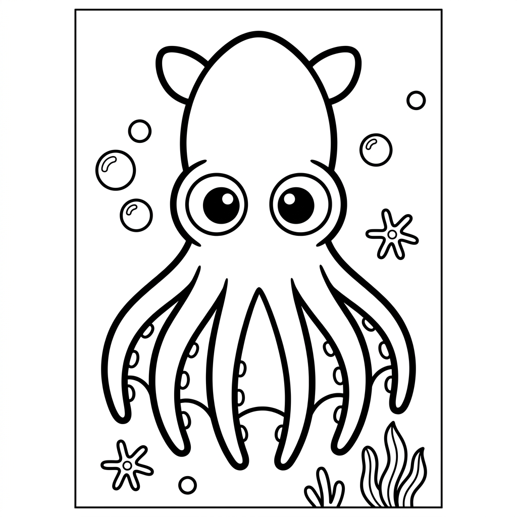 Easy Vampire Squid Coloring Page