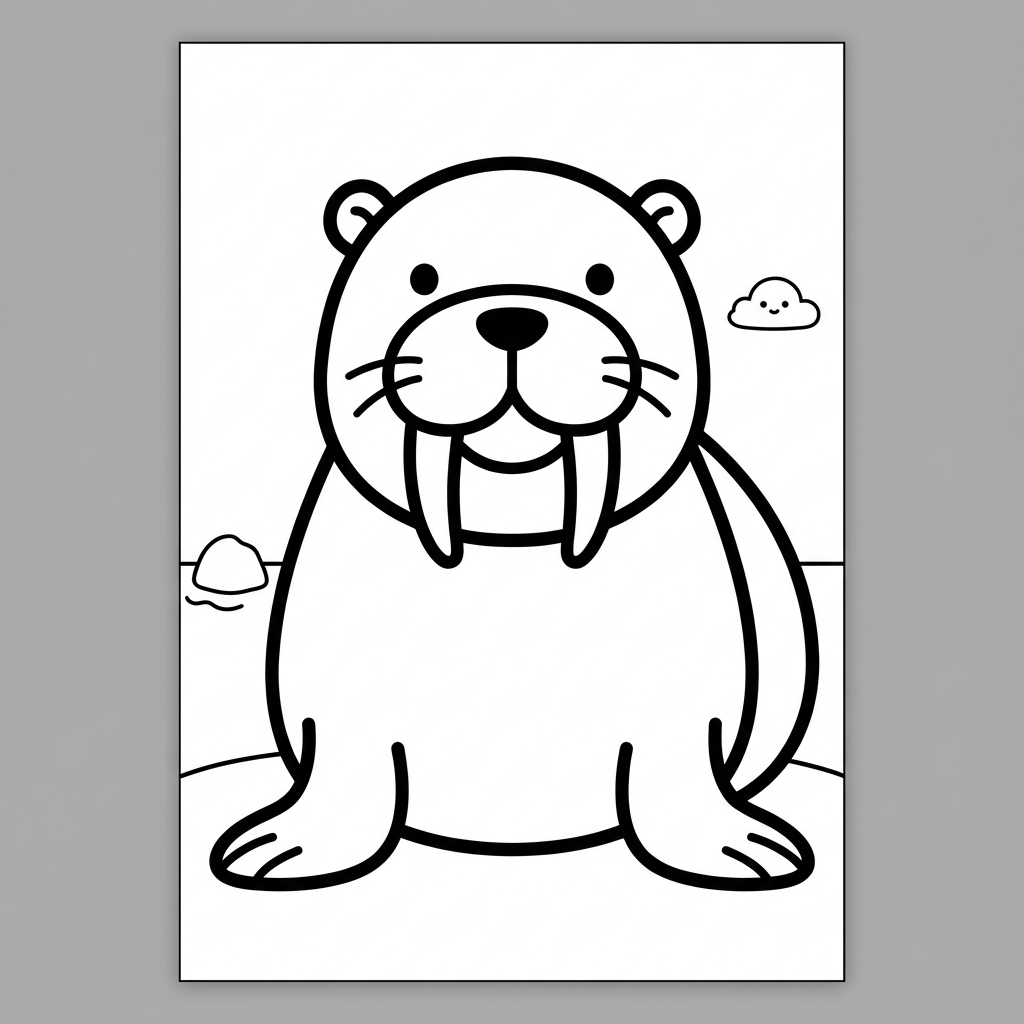 Easy Walrus Coloring Page