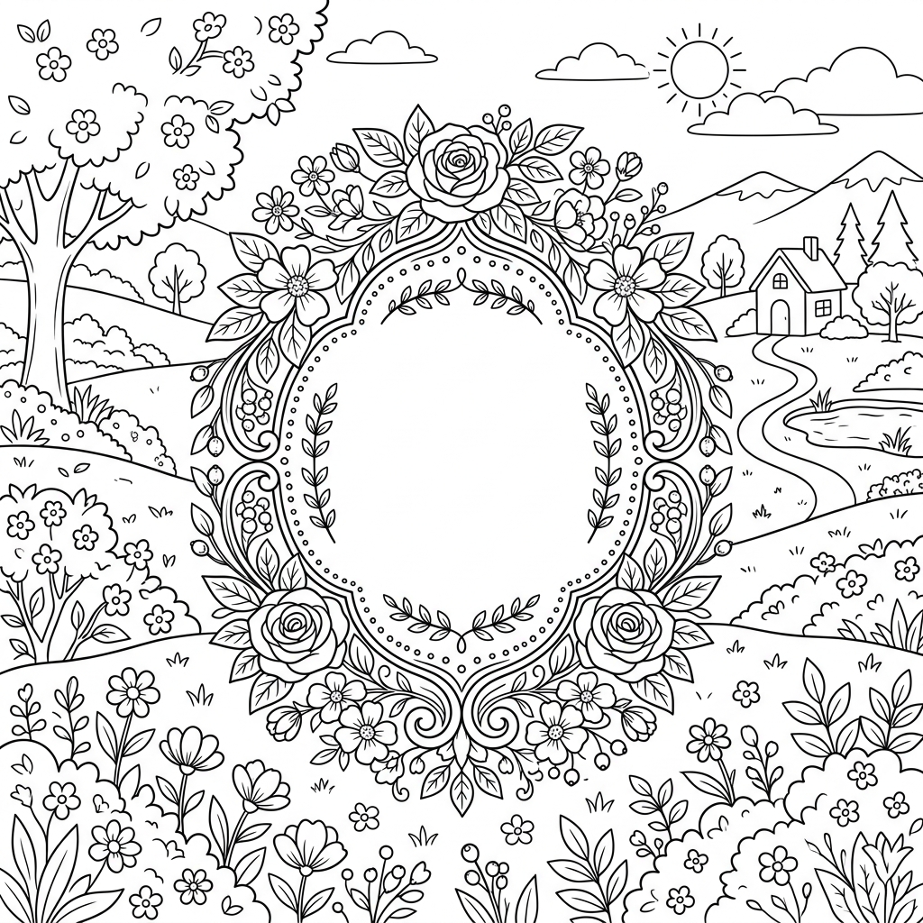 Be Kind Quote with Floral Frame Coloring Page