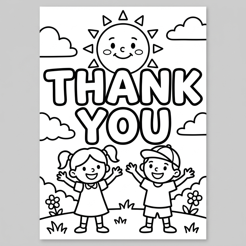 Simple Thank You Quote Coloring Page