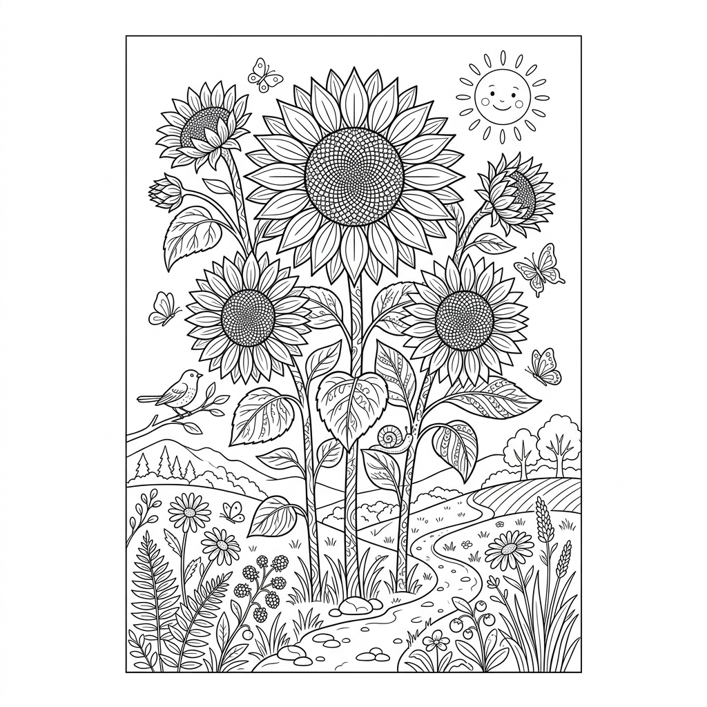 Stay Positive Sunflower Quote Coloring Page