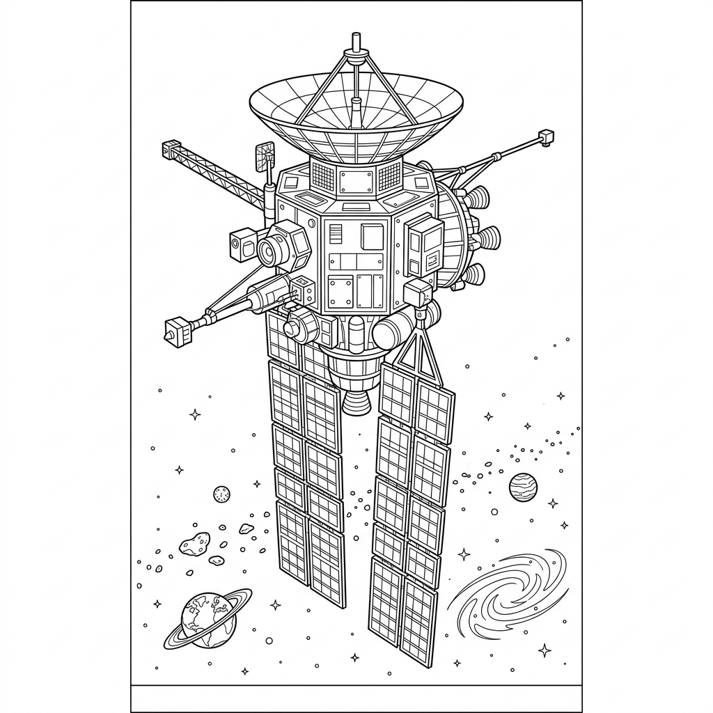 Deep Space Probe Coloring Page