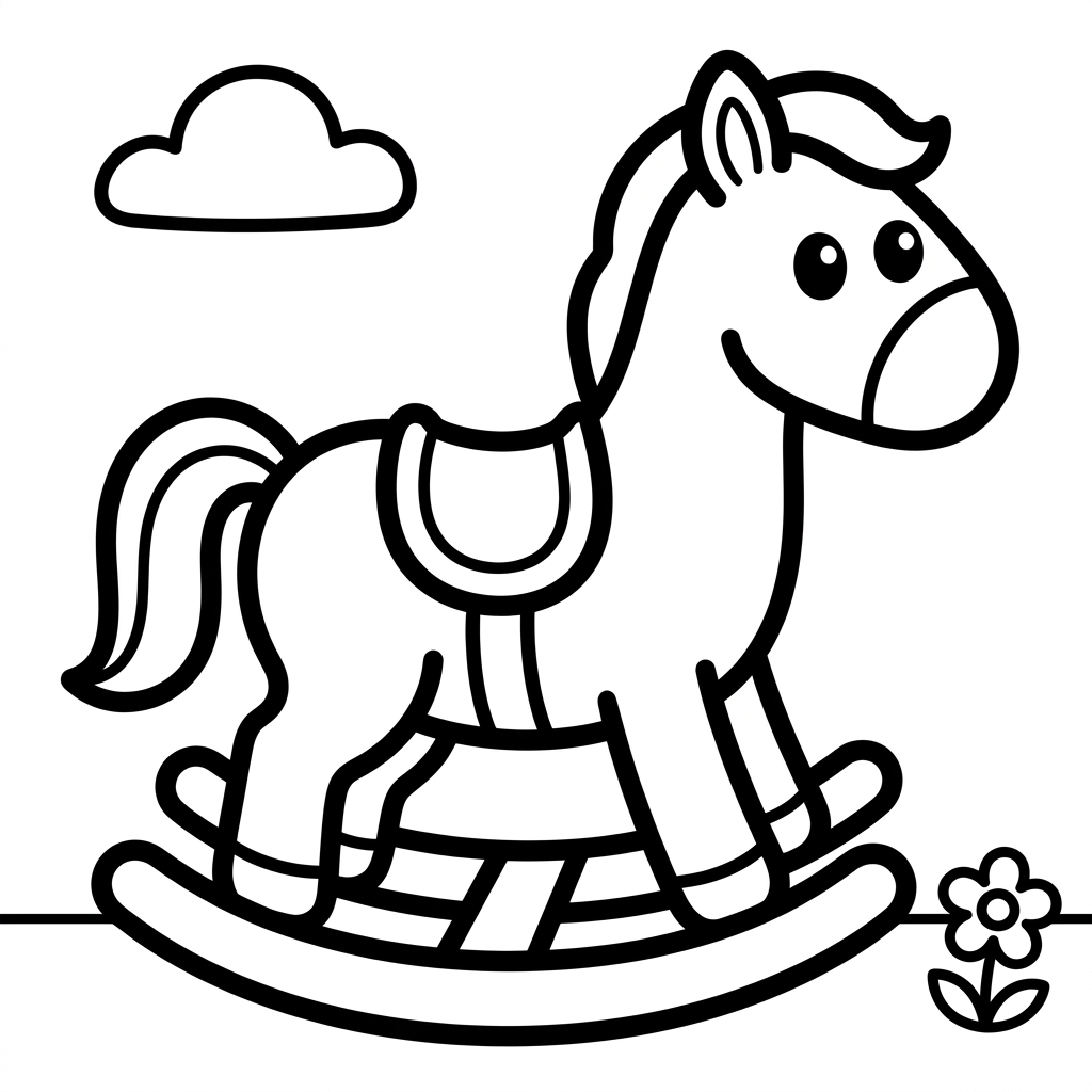 Simple Rocking Horse Coloring Page