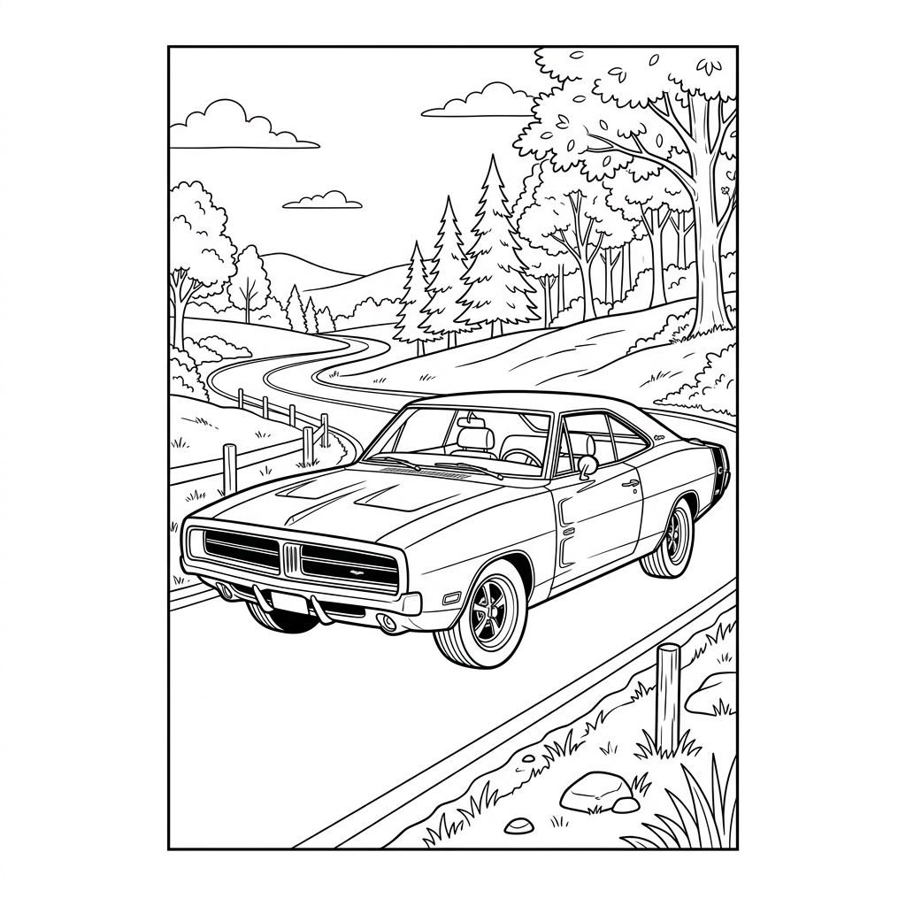 Classic Muscle Car Coloring Page