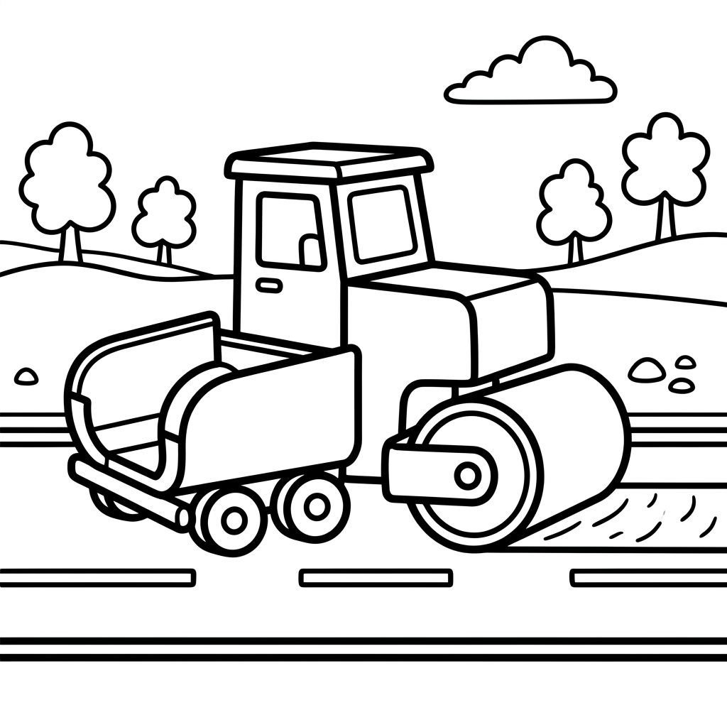Easy Asphalt Paver Coloring Page