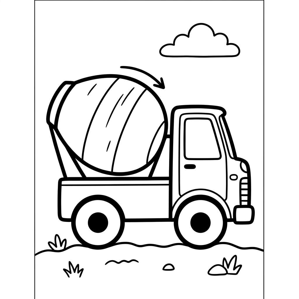 Easy Cement Mixer Coloring Page